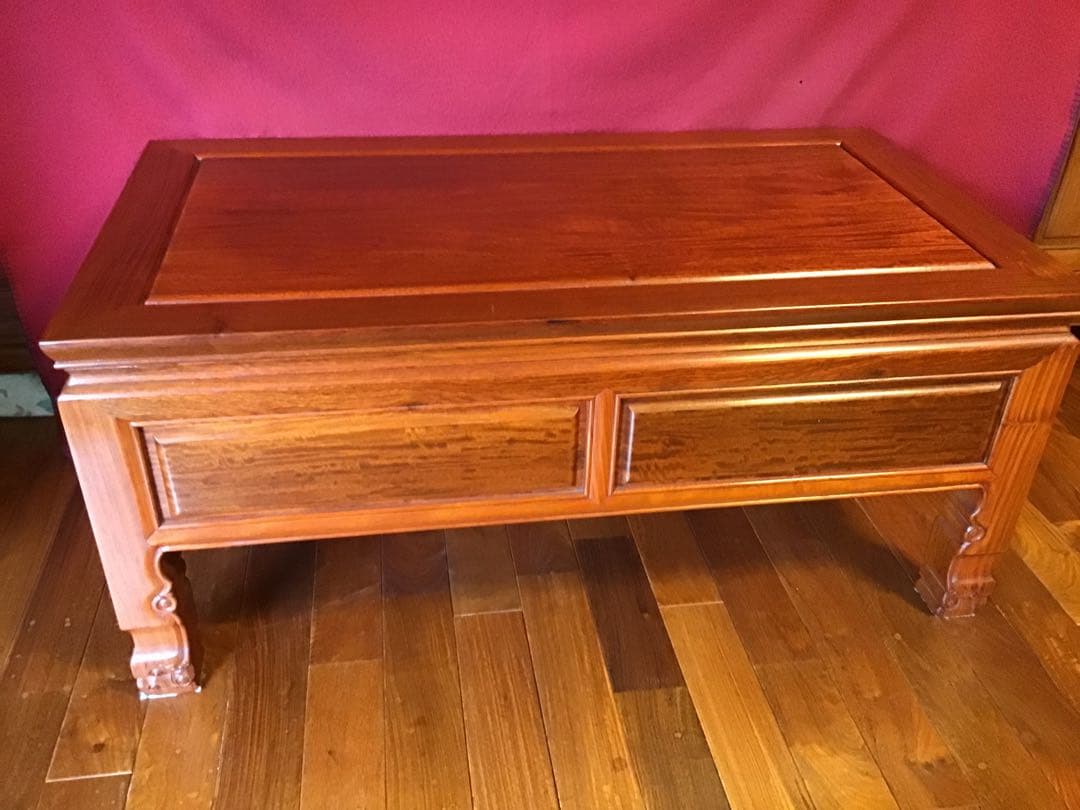 紫檀 ローテーブル 引き出し付 注文品 机 ローズウッド
