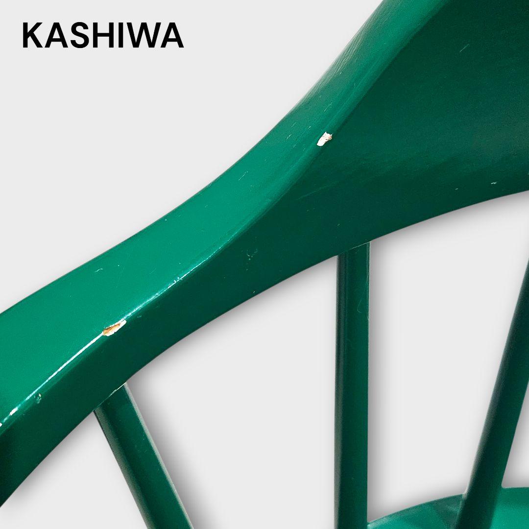 【希少品】柏木工 カシワ ダイニングチェア アームチェア グリーン ②