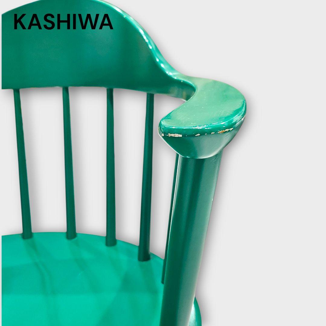 【希少品】柏木工 カシワ ダイニングチェア アームチェア グリーン ②