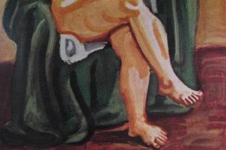 梅原龍三郎、【裸婦鏡】、希少な大判額装用画集より、美品、日本人画家