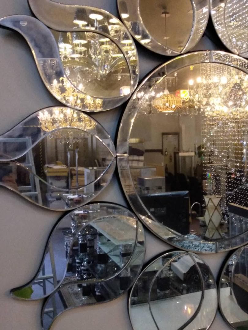 デザイン ウォールミラー 横/縦102cm　太陽形 リビング スタジオ  鏡