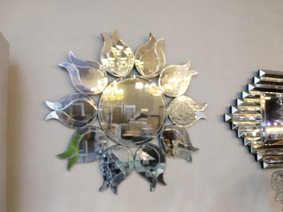 デザイン ウォールミラー 横/縦102cm　太陽形 リビング スタジオ  鏡