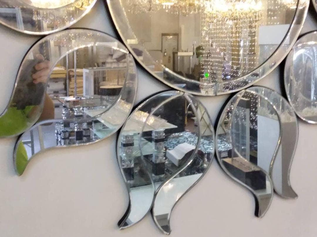 デザイン ウォールミラー 横/縦102cm　太陽形 リビング スタジオ  鏡