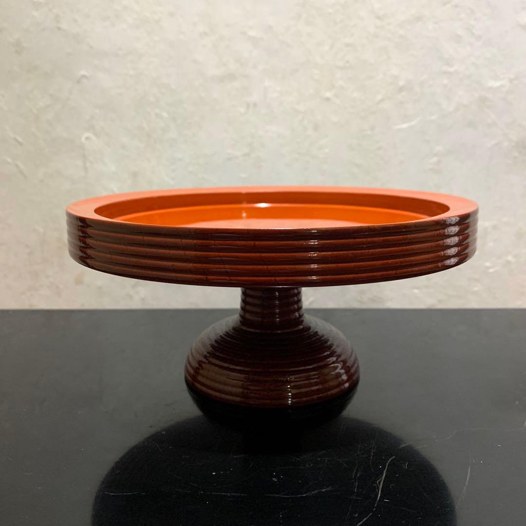 独楽干菓子器 ﻿茶道具 高杯 朱塗 菓子器 漆器 干菓子器 共紙箱入り