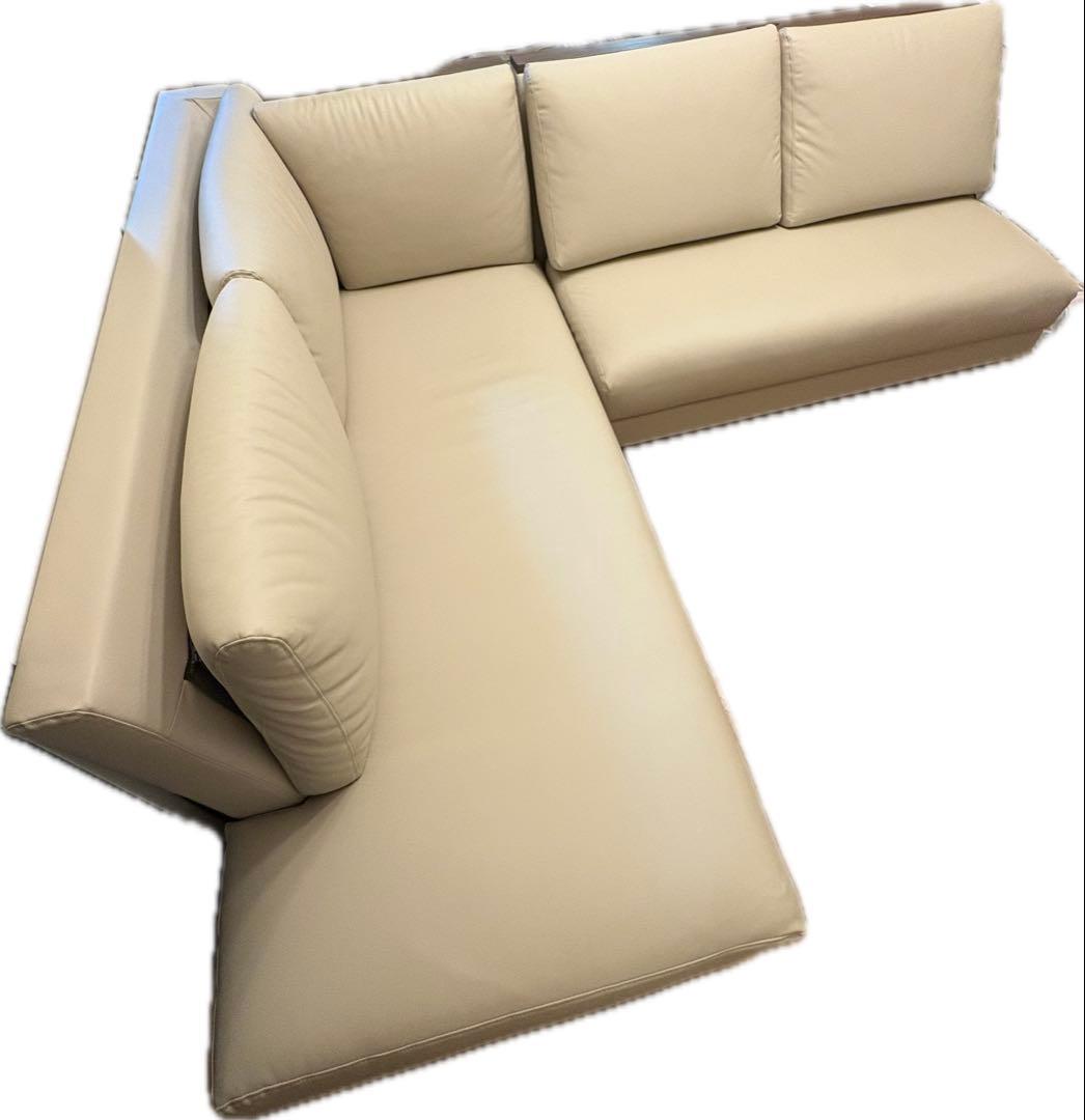 ベージュ コーナーソファ 合成皮革