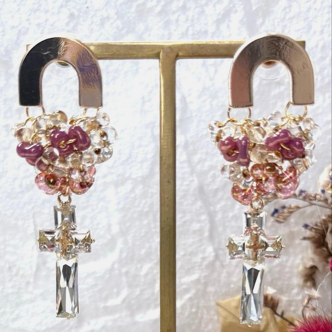 147 チェコガラスファルファーレを沢山使用‼︎ ピアスorイヤリング