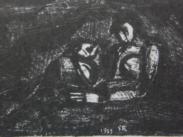 G・ルオー、貧しき家族、希少な額装用画集より、美品、新品額装付