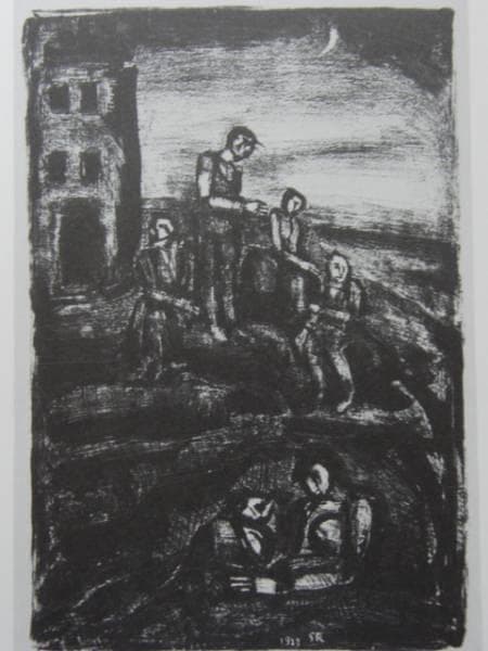 G・ルオー、貧しき家族、希少な額装用画集より、美品、新品額装付