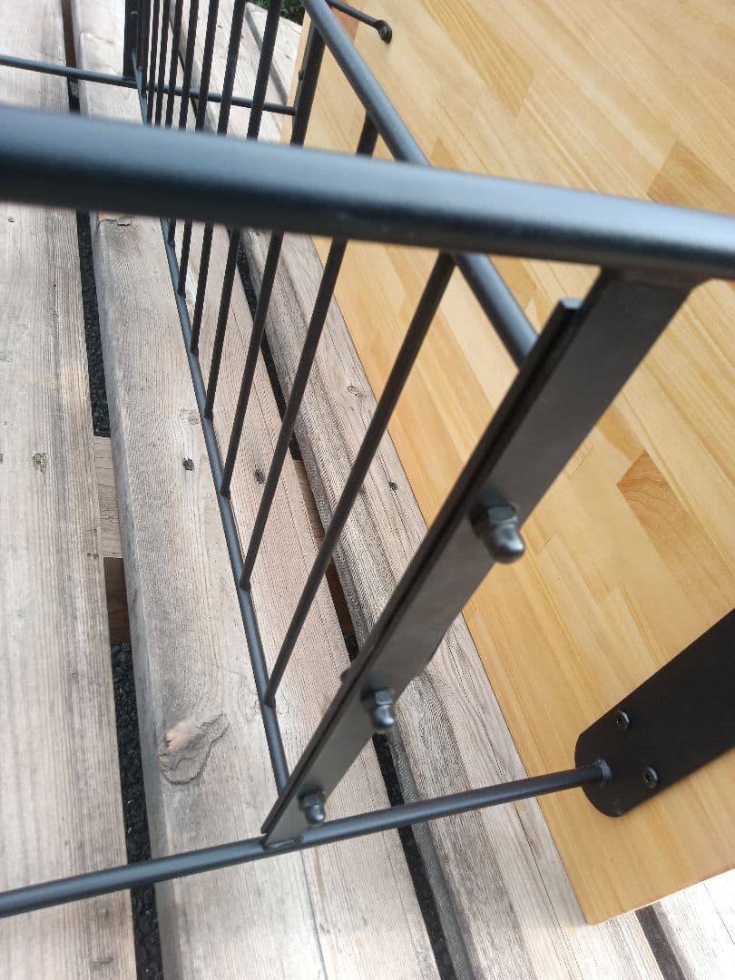 パイン集成材蜜蝋ワックス塗装木製アイアンテーブル