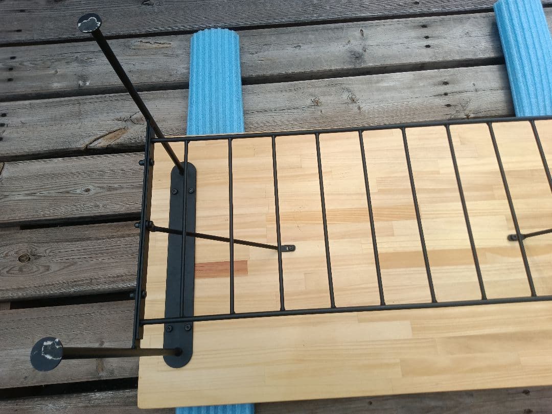 パイン集成材蜜蝋ワックス塗装木製アイアンテーブル