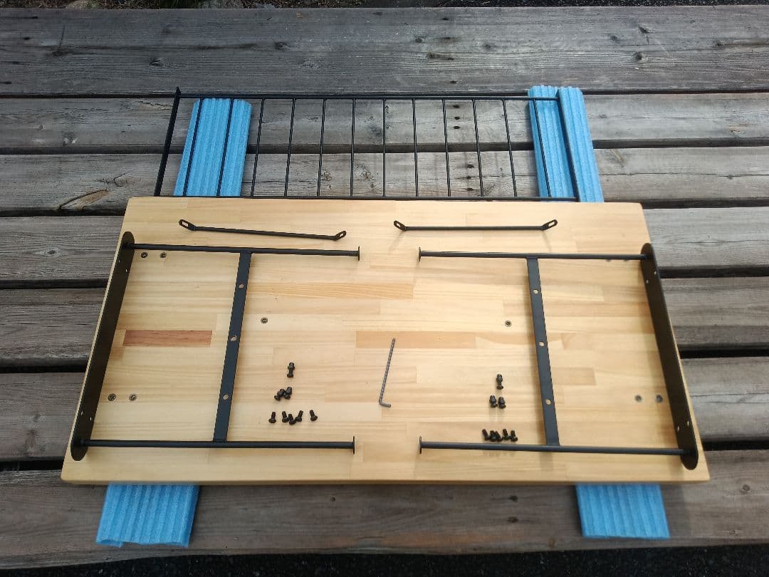 パイン集成材蜜蝋ワックス塗装木製アイアンテーブル