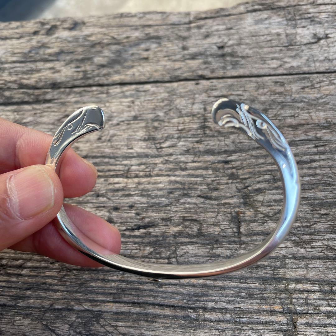 残1 イーグル 顔 バングル ノーブランド 平打ち Mサイズ ハンドメイド