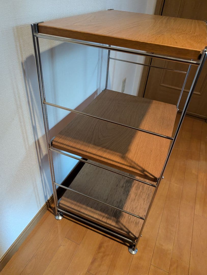 《送料込》無印良品 ステンレスユニットシェルフ オーク材棚 家具 シルバーラック