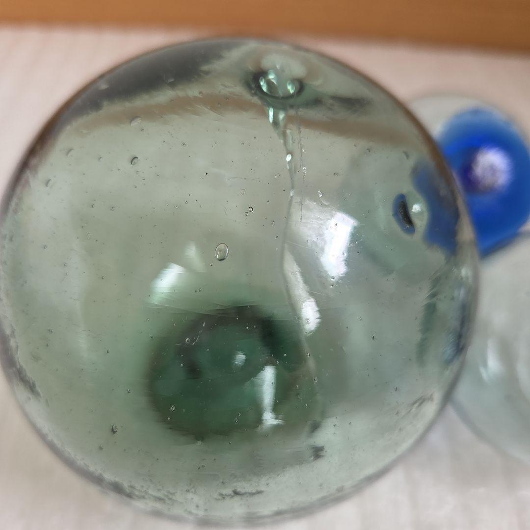ガラス浮き玉 スピンドル 青ボタン２