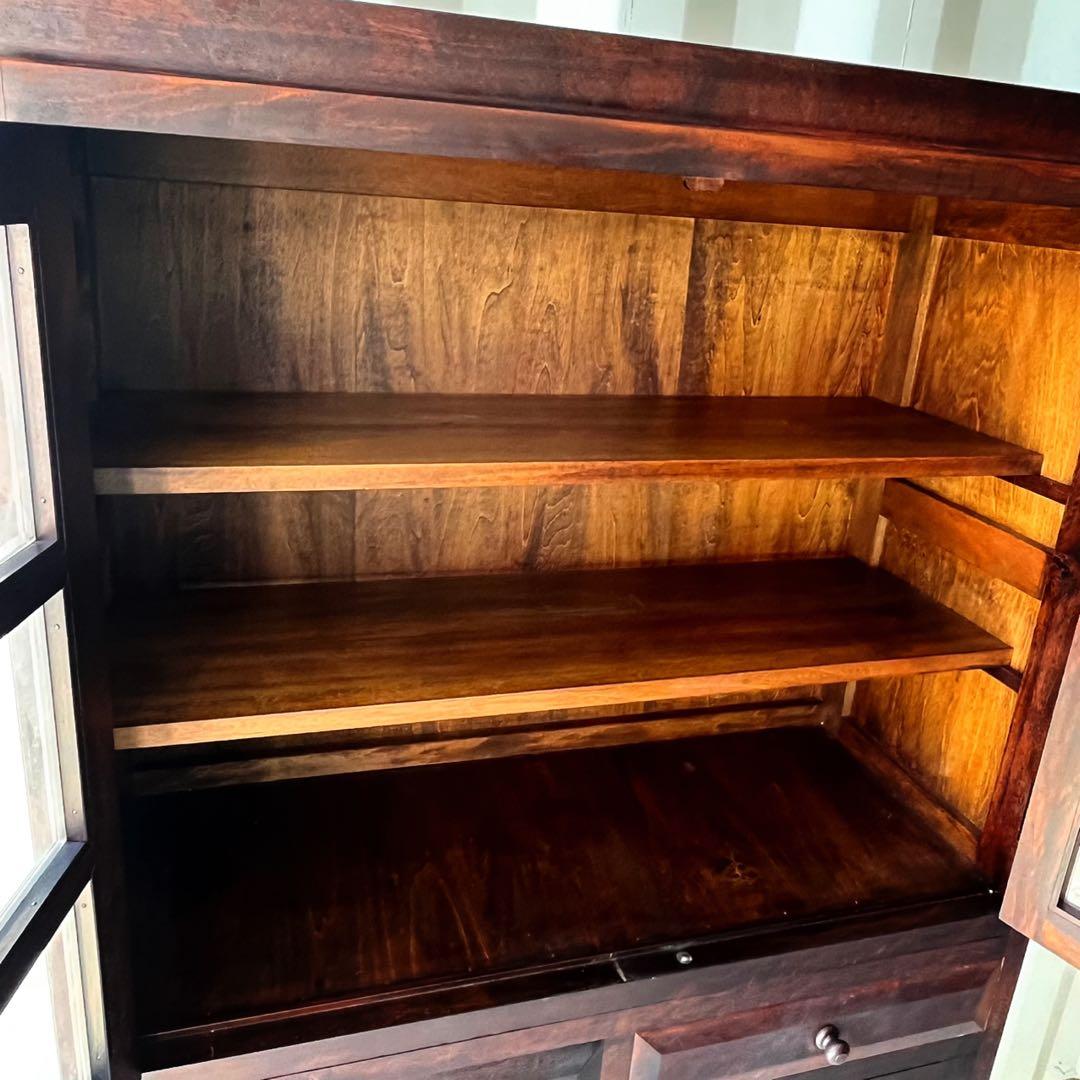 取付無料！松本民芸家具 天然木おしゃれアンティーク食器棚 飾り棚✨