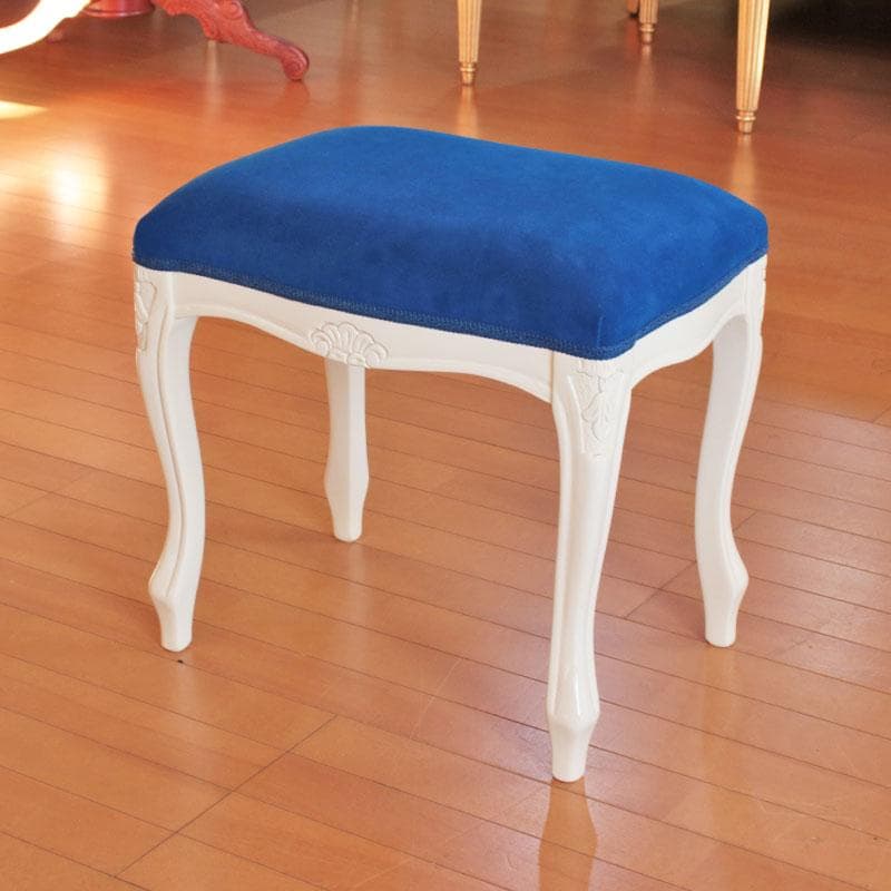 猫脚スツール エレガント 青 ロココ風 ブルー かわいい 222-1404