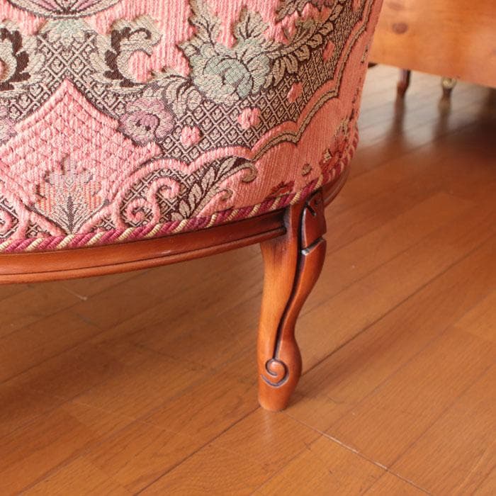 イタリア製 シングルソファ 金華山織 猫脚 アンティーク風 222-1004