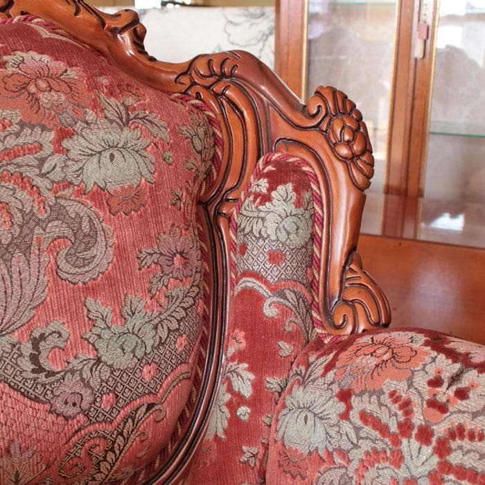 イタリア製 シングルソファ 金華山織 猫脚 アンティーク風 222-1004