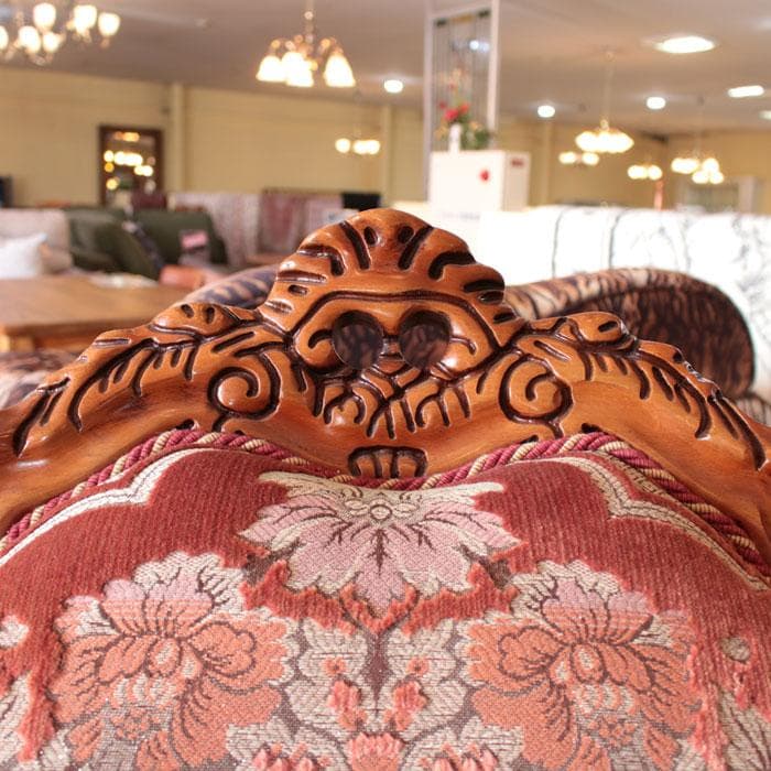 イタリア製 シングルソファ 金華山織 猫脚 アンティーク風 222-1004