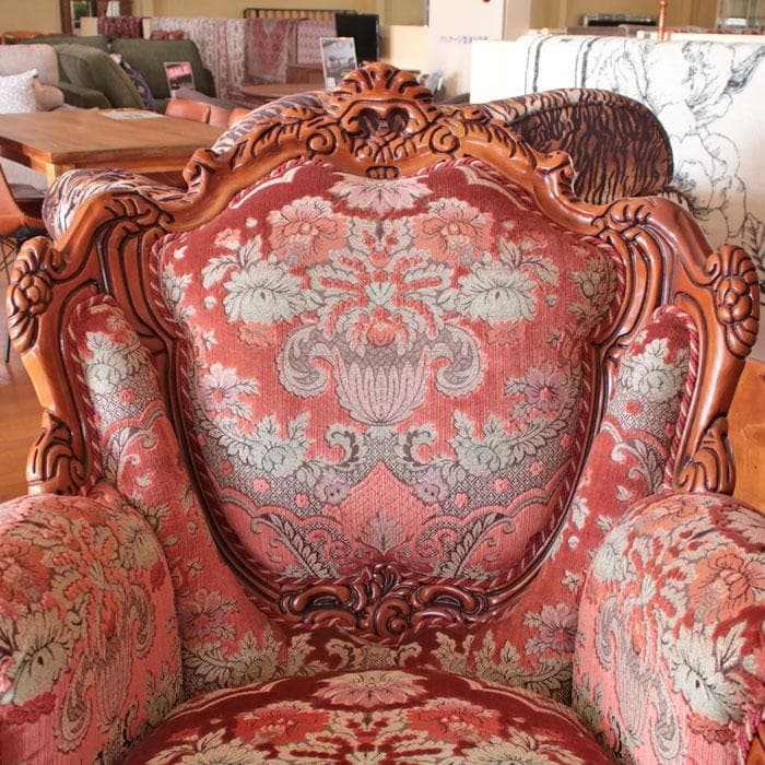 イタリア製 シングルソファ 金華山織 猫脚 アンティーク風 222-1004