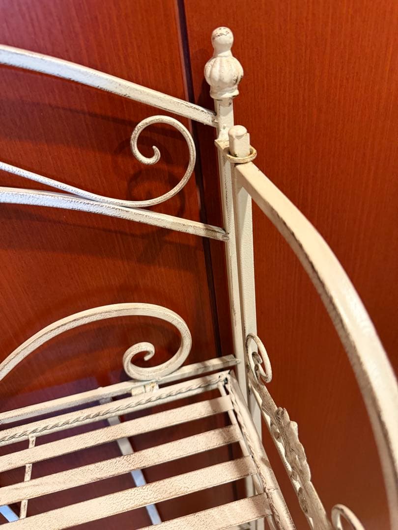 アンティーク調 ホワイト アイアンラック 3段