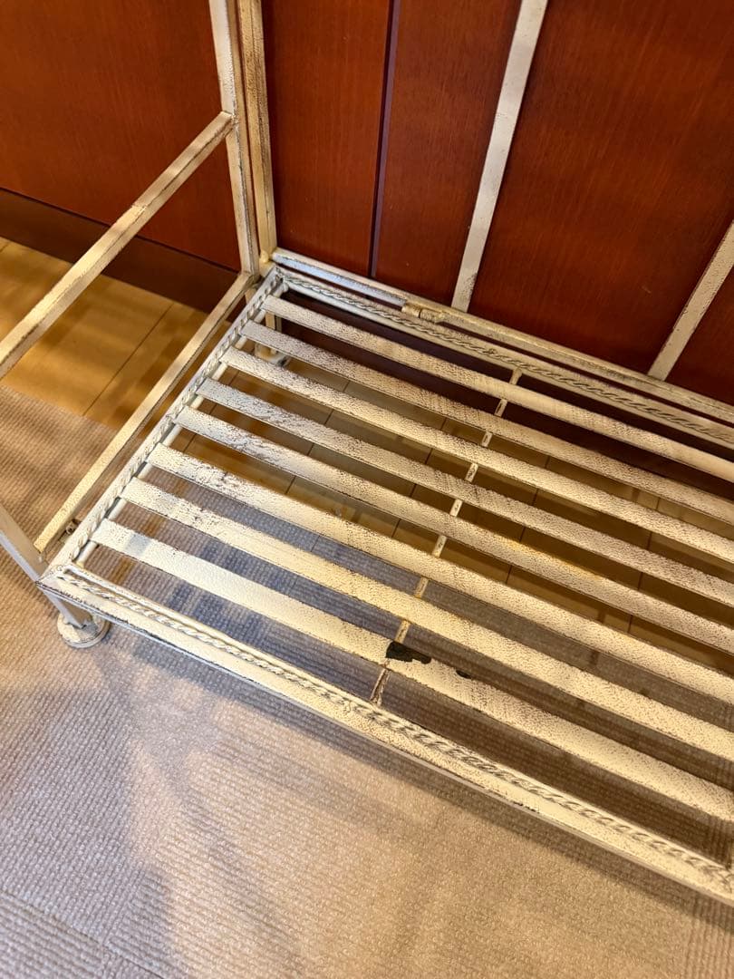 アンティーク調 ホワイト アイアンラック 3段