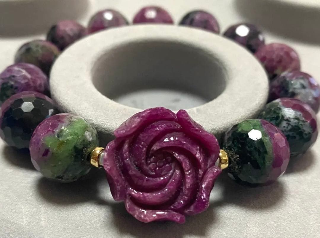 高品質♡ 天然ルビー＆ルビーインゾイサイト デザインブレスレット