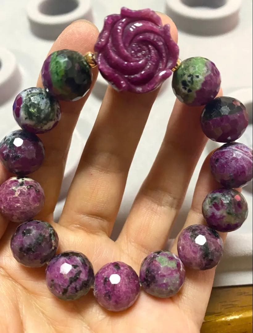 高品質♡ 天然ルビー＆ルビーインゾイサイト デザインブレスレット