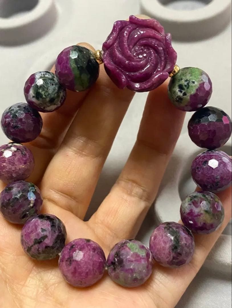 高品質♡ 天然ルビー＆ルビーインゾイサイト デザインブレスレット