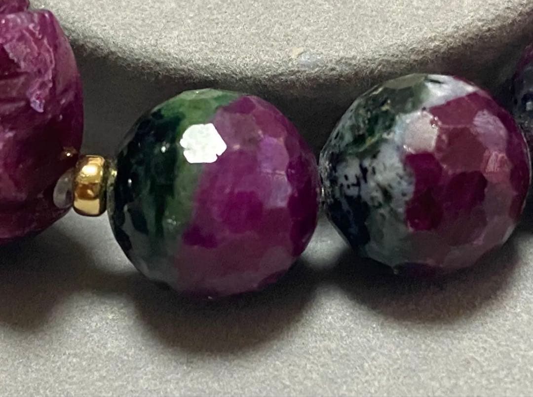 高品質♡ 天然ルビー＆ルビーインゾイサイト デザインブレスレット