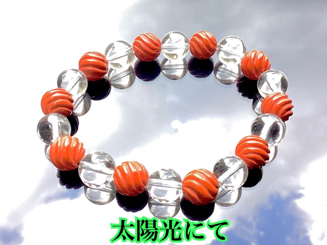 ✳最後の1点‼️ 佐渡赤石スクリュー手彫り*乙女水晶　ブレスレット　鑑別書付レア物