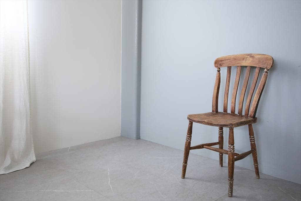 英国アンティーク木製キッチンチェア/ダイニングイス椅子/飾り棚(92-81-1)