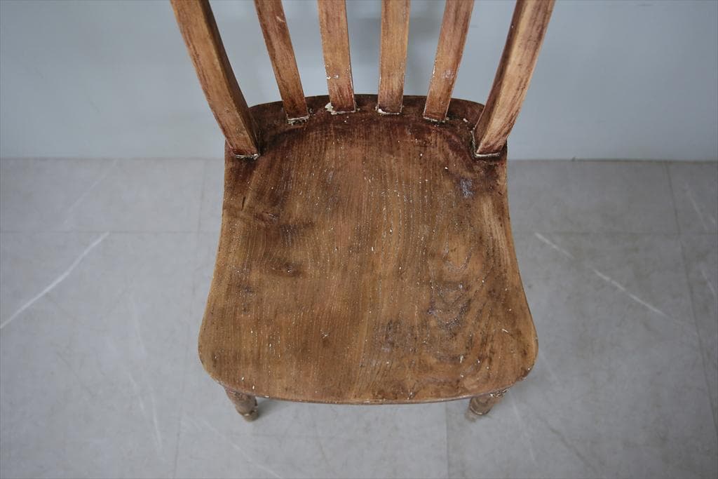 英国アンティーク木製キッチンチェア/ダイニングイス椅子/飾り棚(92-81-1)