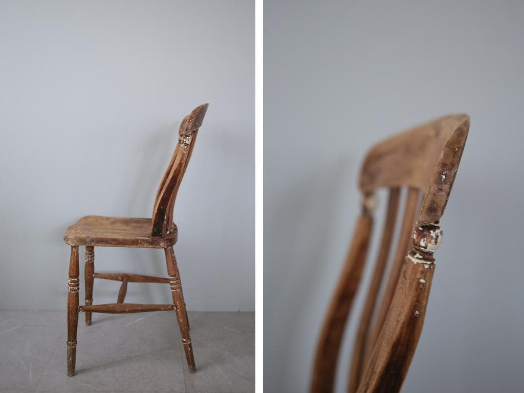 英国アンティーク木製キッチンチェア/ダイニングイス椅子/飾り棚(92-81-1)