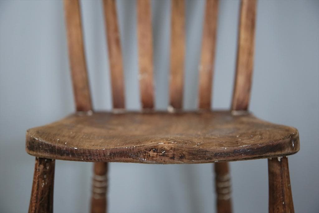 英国アンティーク木製キッチンチェア/ダイニングイス椅子/飾り棚(92-81-1)