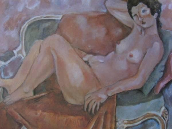 三雲祥之助、椅子によりかかる裸婦、希少・大判画集画、新品高級額・額装付