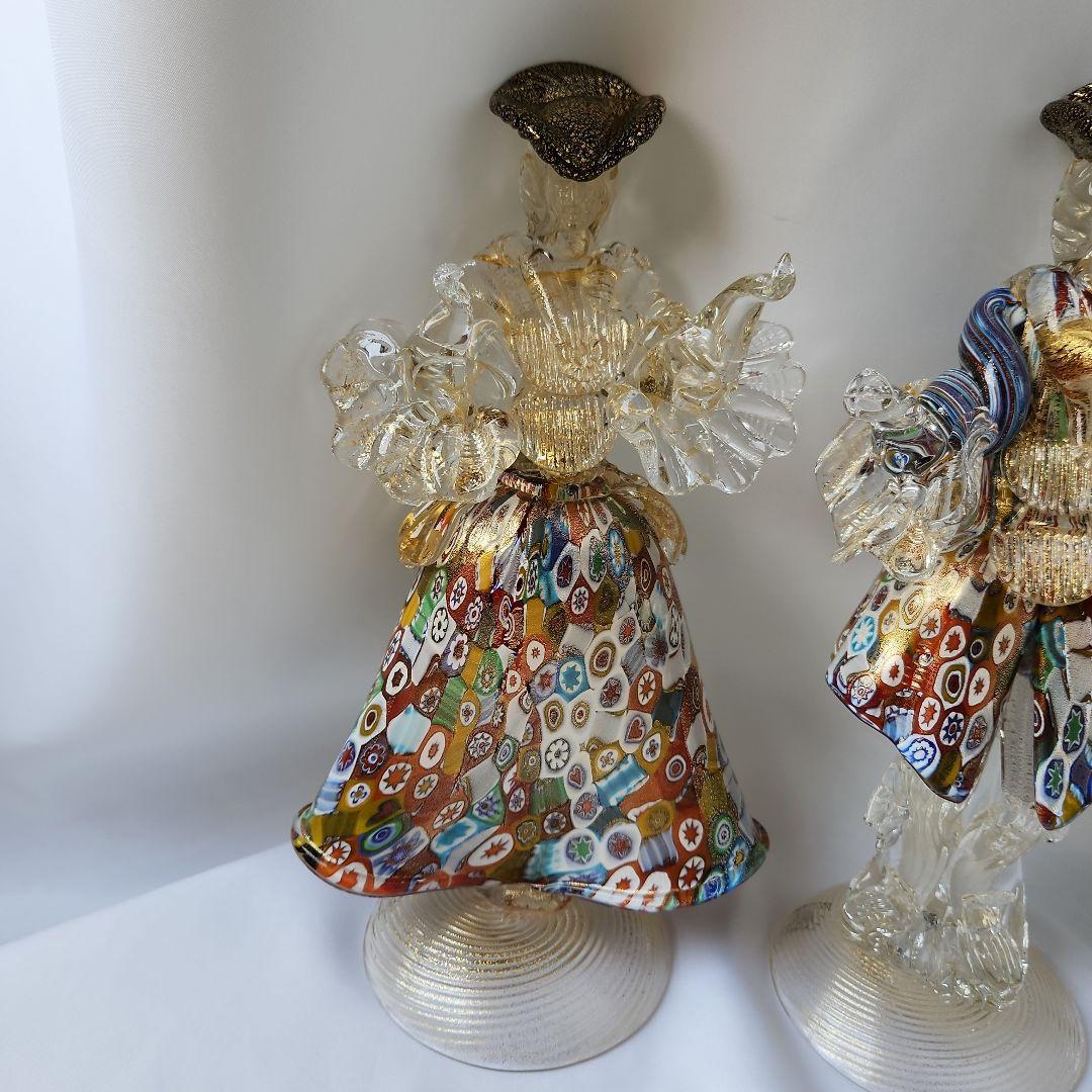 ナ*カ様 ベネチアンガラス ミルフィオリ バラリン工房 金彩 ペアドール mur