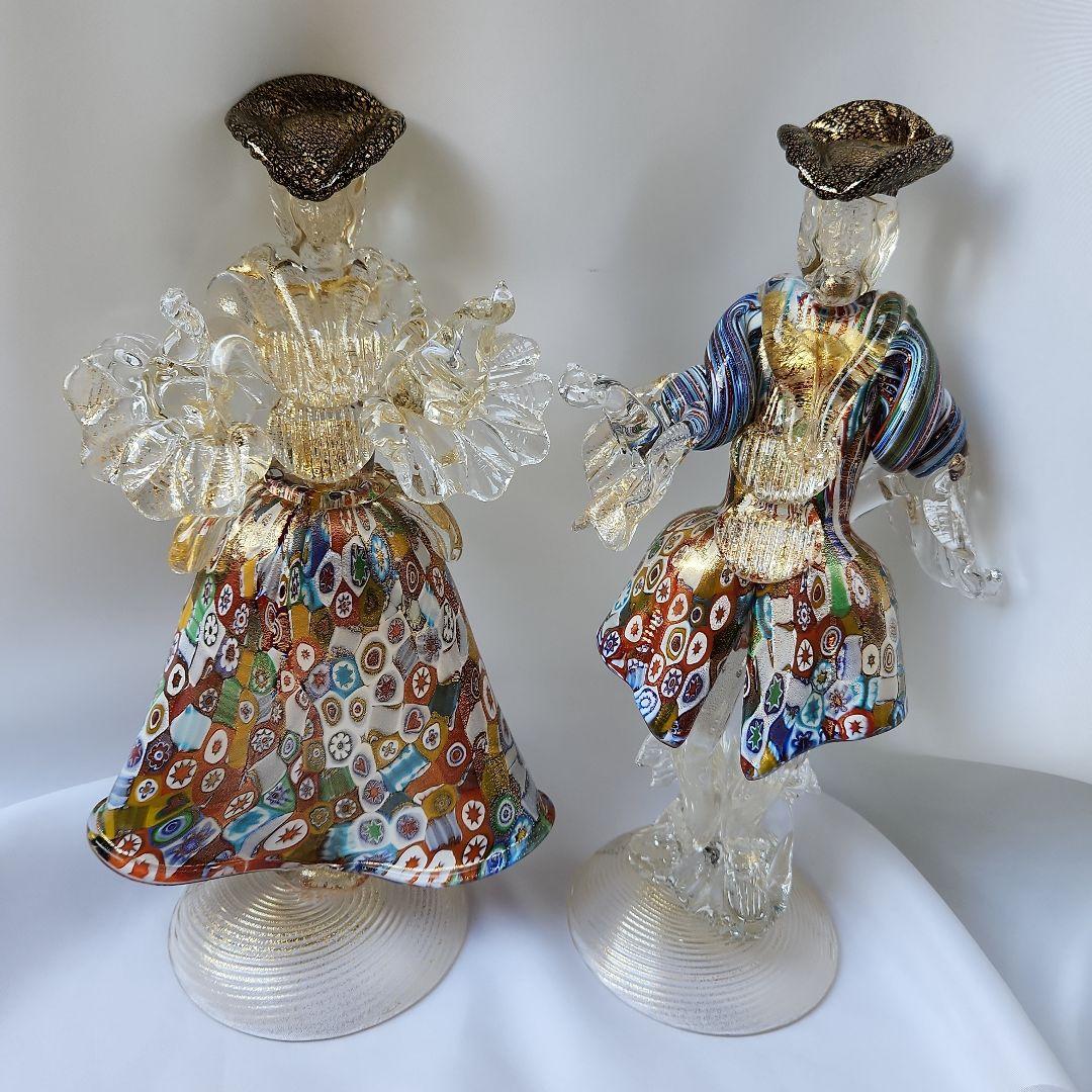 ナ*カ様 ベネチアンガラス ミルフィオリ バラリン工房 金彩 ペアドール mur