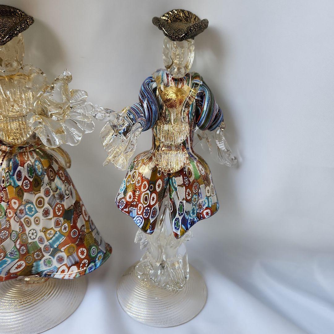 ナ*カ様 ベネチアンガラス ミルフィオリ バラリン工房 金彩 ペアドール mur