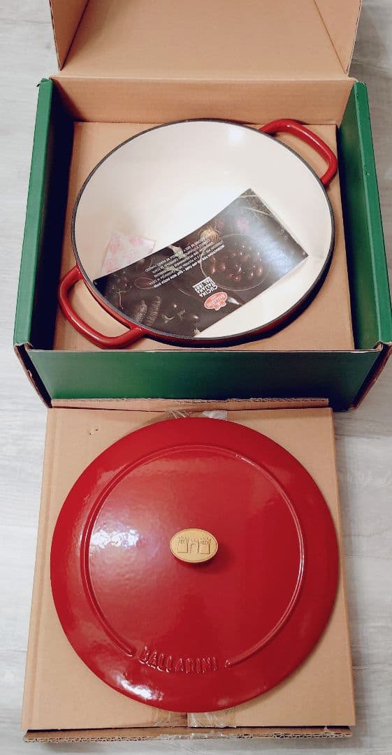 美品 バッラリーニ ベラモンテ 鋳物ほうろう鍋 24 cm ラウンド レッド