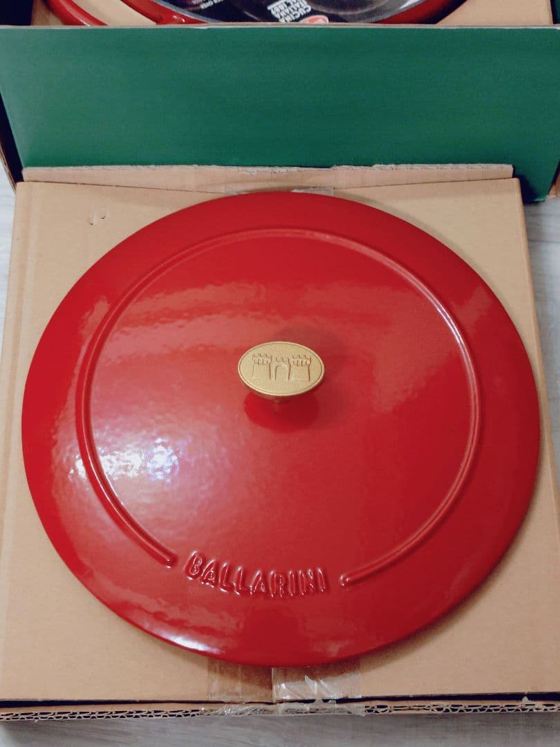 美品 バッラリーニ ベラモンテ 鋳物ほうろう鍋 24 cm ラウンド レッド