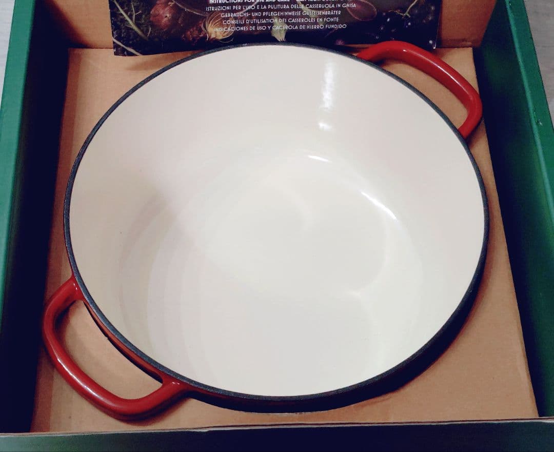 美品 バッラリーニ ベラモンテ 鋳物ほうろう鍋 24 cm ラウンド レッド