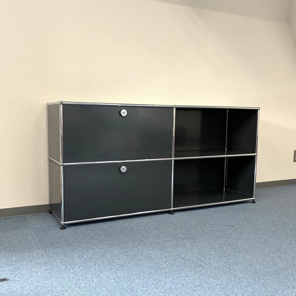 中古 USMハラー｜キャビネット サイドボード 2列2段 アントラサイト
