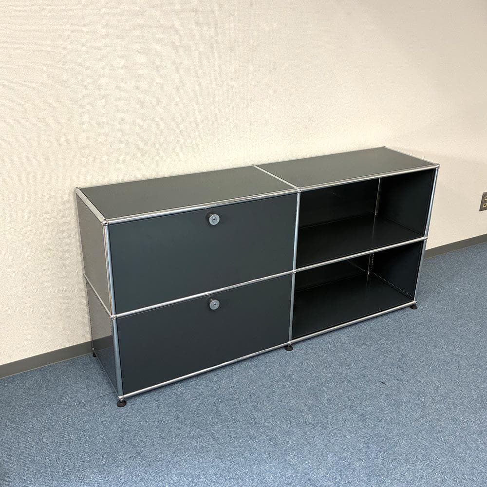 中古 USMハラー｜キャビネット サイドボード 2列2段 アントラサイト