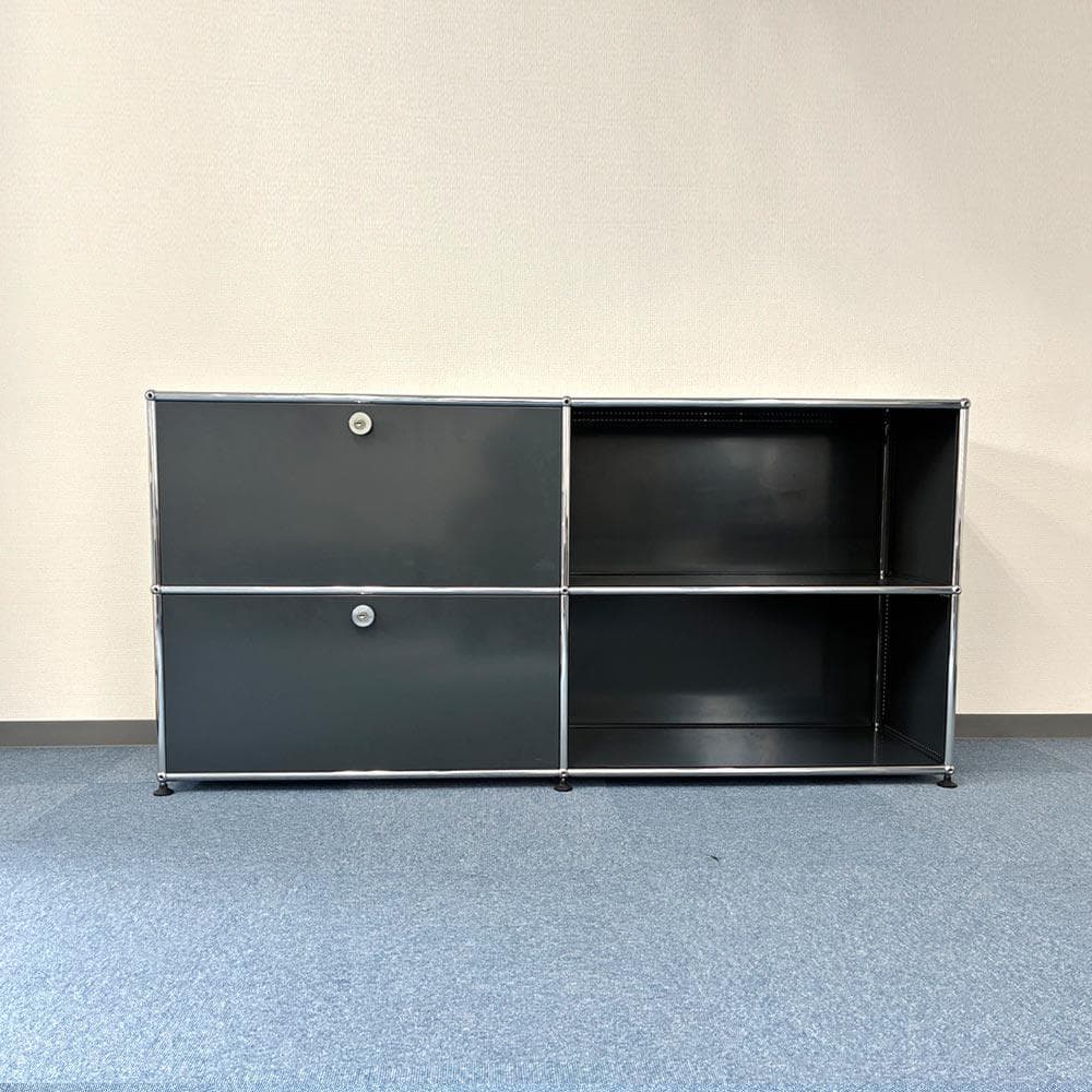 中古 USMハラー｜キャビネット サイドボード 2列2段 アントラサイト