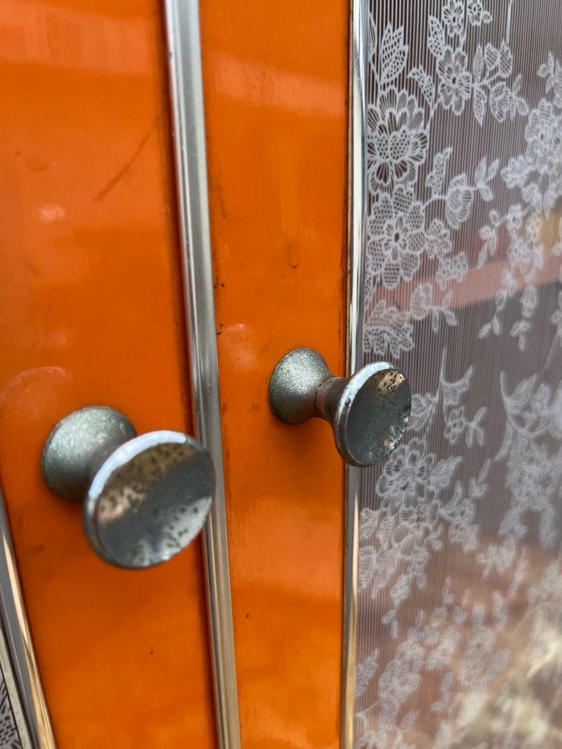 アーチ型 食器棚 オレンジ 昭和レトロ レトロポップ インテリア 当時物