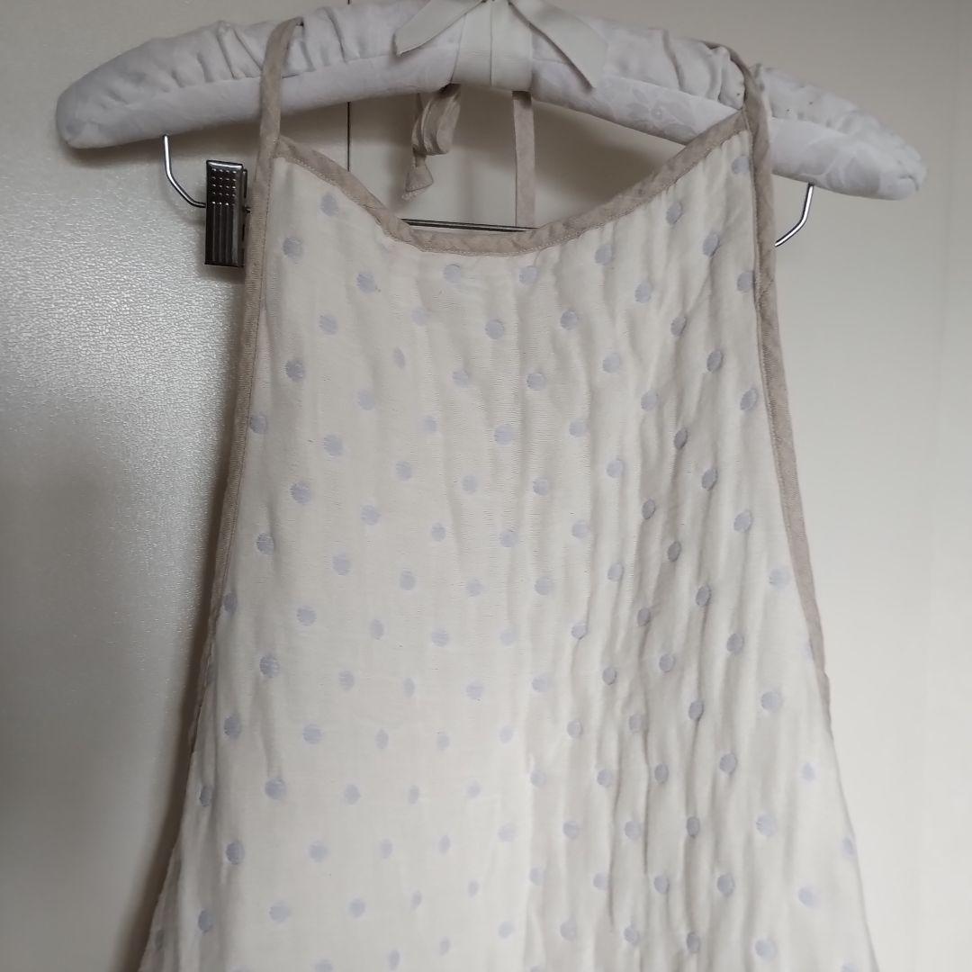 未使用品　エプロン　リバーシブル　ガーゼ生地　ドット柄