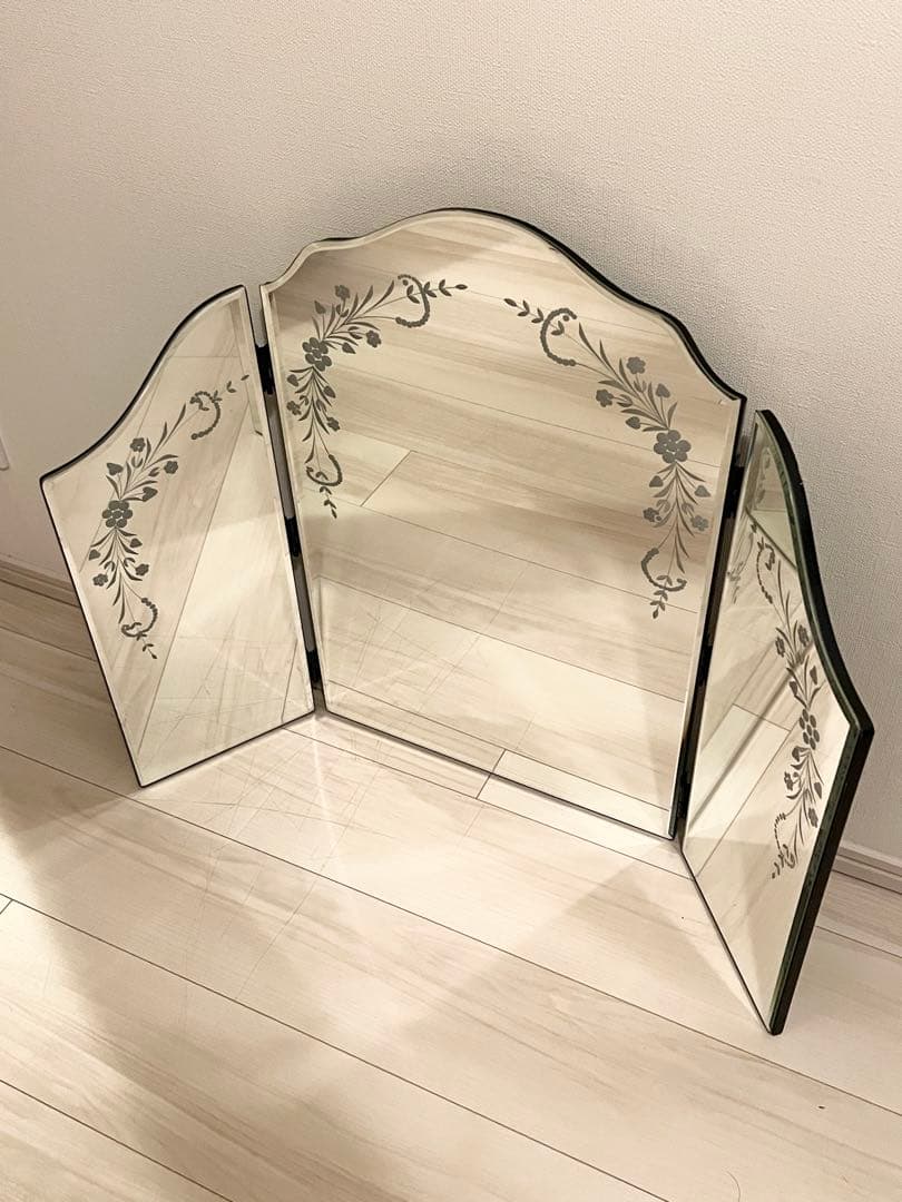 【美品】ローラアシュレイLaura Ashley エリーゼトリプルミラー 三面鏡