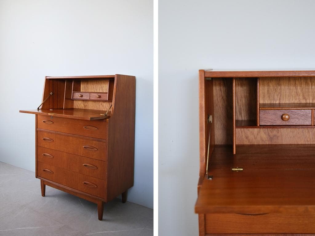 英国アンティークチーク古木ライティングビューロー/木製デスク/勉強机(91-94