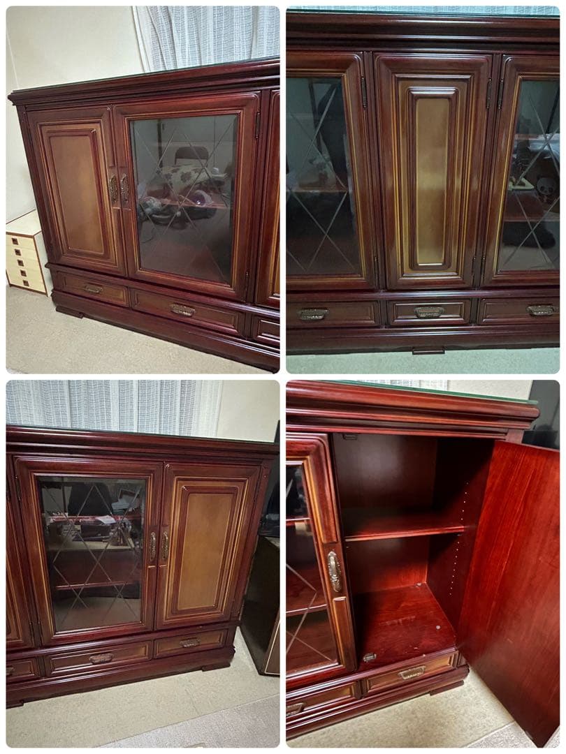 特大サイドボード　大型飾り棚　キャビネット　リビングディスプレイボード　ガラス扉